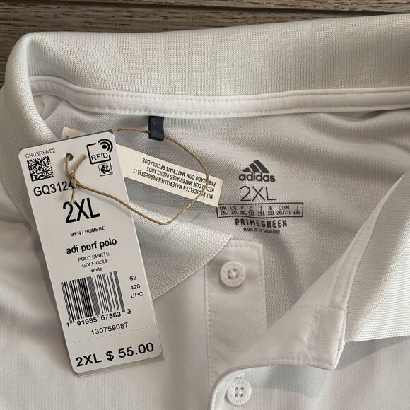 Adidas Golf Polo Waste Management Logo White Mens 2XL TPC Scottsdale Athletic - Picture 4 of 8